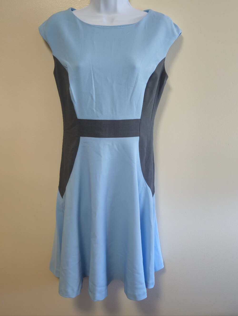 New York & Company Color Block Midi Sheath Dress Cap Sleeve Career Women 2